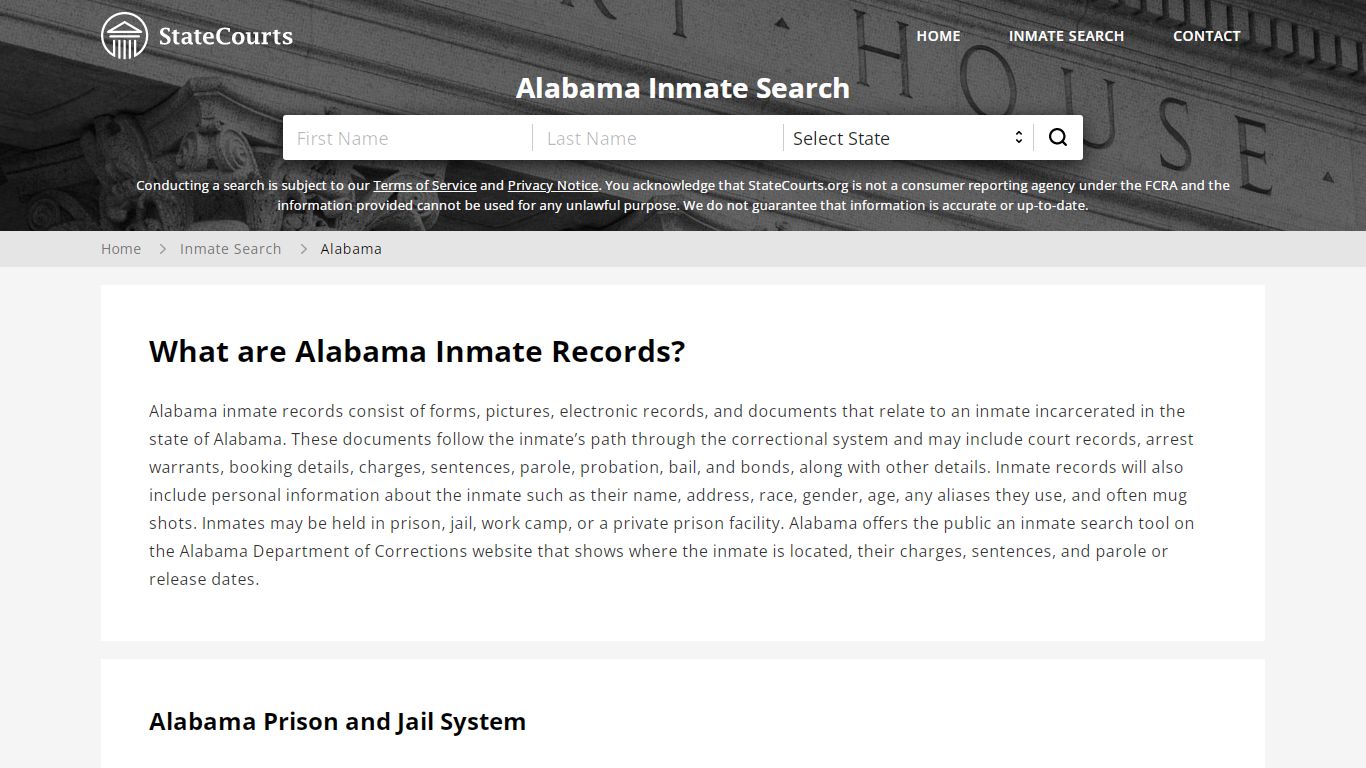 Alabama Inmate Search, Prison and Jail Information - State Courts